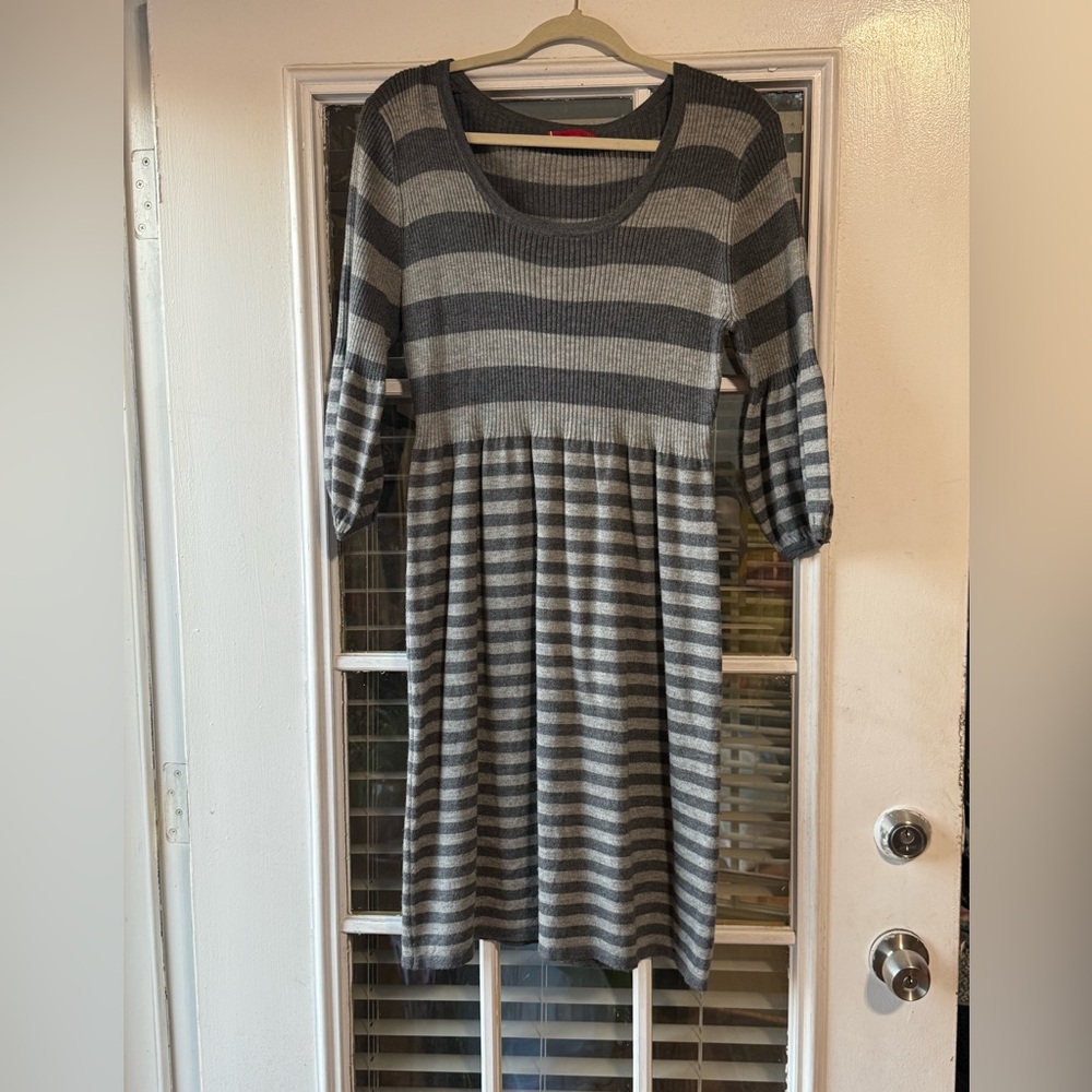 Striped Gray and Black Knit Dress